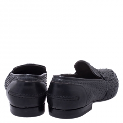 Pre Owned Lanvin Black Python Leather Penny Loafers Size 40