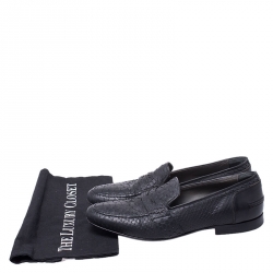 Pre Owned Lanvin Black Python Leather Penny Loafers Size 40
