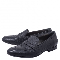Lanvin Black Python Leather Penny Loafers Size 40