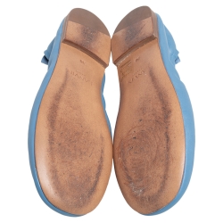 Pre Owned Lanvin Blue Lambskin Leather Ballet Flats Size 38