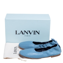 Pre Owned Lanvin Blue Lambskin Leather Ballet Flats Size 38