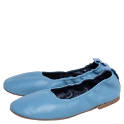Pre Owned Lanvin Blue Lambskin Leather Ballet Flats Size 38