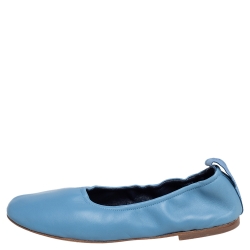 Pre Owned Lanvin Blue Lambskin Leather Ballet Flats Size 38