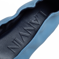 Pre Owned Lanvin Blue Lambskin Leather Ballet Flats Size 38