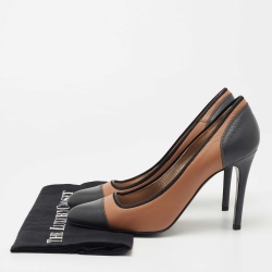Pre Owned Lanvin Beige/Blue Leather Pointed Toe Pumps Size 40
