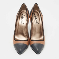 Pre Owned Lanvin Beige/Blue Leather Pointed Toe Pumps Size 40