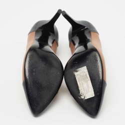 Pre Owned Lanvin Beige/Blue Leather Pointed Toe Pumps Size 40