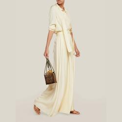 Pre Owned LAYEUR Cream Borden Button Down Maxi Skirt FR 48