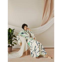 Pre Owned LAYEUR Cream Borden Button Down Printed Maxi Skirt FR 50