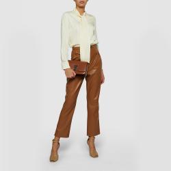 Pre Owned LAYEUR Cream Borden Scarf Collar Button Down Shirt FR 38