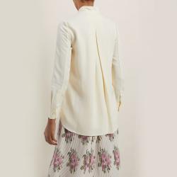 Pre Owned LAYEUR Cream Borden Scarf Collar Button Down Shirt FR 38