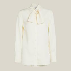 LAYEUR Cream Borden Scarf Collar Button Down Shirt FR 50