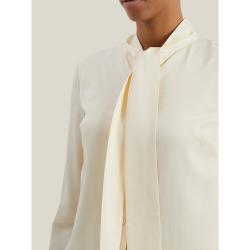 LAYEUR Cream Borden Scarf Collar Button Down Shirt FR 50