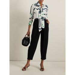 Pre Owned LAYEUR Cream Borden Scarf Collar Printed Shirt FR 50