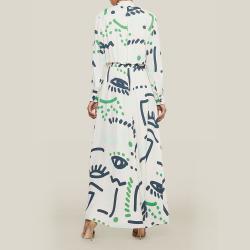 LAYEUR Cream Whittle Tie-Neck Printed Maxi Dress FR 48
