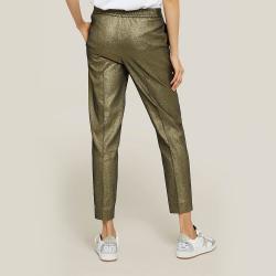 Pre Owned LAYEUR Gold Amos Metallic Cotton-Blend Trousers FR 46