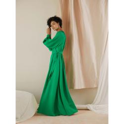 LAYEUR Green Borden Balloon Sleeve Poet Dress FR 34