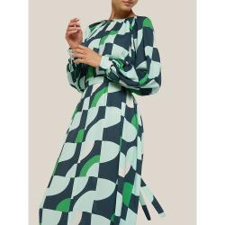 LAYEUR Green Borden Balloon Sleeve Poet Dress FR 46