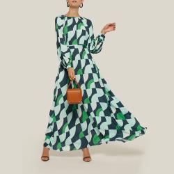 LAYEUR Green Borden Balloon Sleeve Poet Dress FR 46