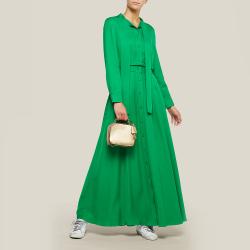 LAYEUR Green Whittle Tie-Neck Button Down Maxi Dress FR 36