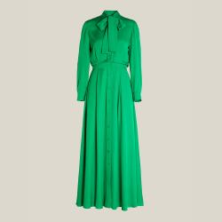 LAYEUR Green Whittle Tie-Neck Button Down Maxi Dress FR 36