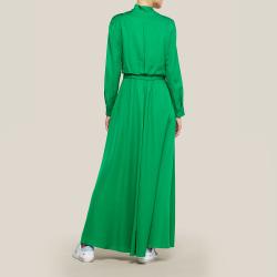Pre Owned LAYEUR Green Whittle Tie-Neck Button Down Maxi Dress FR 44