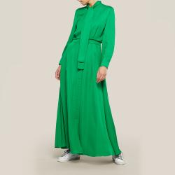 LAYEUR Green Whittle Tie-Neck Button Down Maxi Dress FR 46