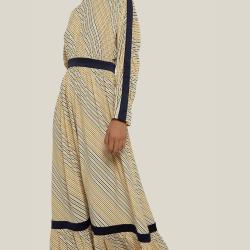 LAYEUR Neutral Amos Ruffled Hem Silk-Blend Dress FR 46