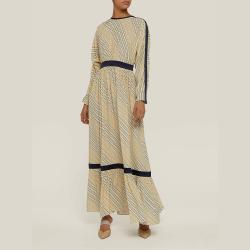 LAYEUR Neutral Amos Ruffled Hem Silk-Blend Dress FR 46