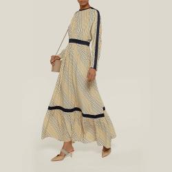 LAYEUR Neutral Amos Ruffled Hem Silk-Blend Dress FR 46