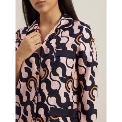 Pre Owned LAYEUR Pink Fitzgerald Printed Silk Pyjama Top FR 38