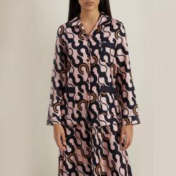 Pre Owned LAYEUR Pink Fitzgerald Printed Silk Pyjama Top FR 38