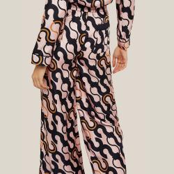 LAYEUR Pink Fitzgerald Printed Wide Leg Trousers FR 38