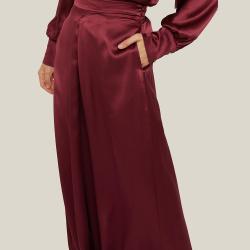 Pre Owned LAYEUR Red Mae High Waist Silk Culottes FR 48