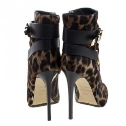 Le Silla Leopard Printed Calf Hair Ankle Boots Size 36.5
