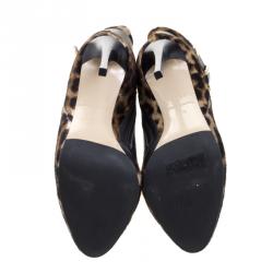 Le Silla Leopard Printed Calf Hair Ankle Boots Size 36.5