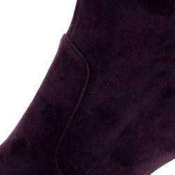 Pre Owned Le Silla Purple Stretch Velour Knee High Pointed Toe Boots Size 37.5