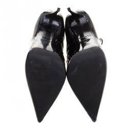 Le Silla Black Patent Leather Caged Pointed Toe Ankle Booties Size 36