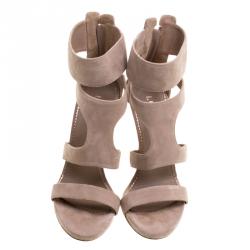 Pre Owned Le Silla Beige Suede Spiral Heel Strappy Sandals Size 37