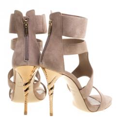 Pre Owned Le Silla Beige Suede Spiral Heel Strappy Sandals Size 37