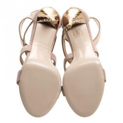 Pre Owned Le Silla Beige Suede Spiral Heel Strappy Sandals Size 37