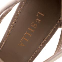 Pre Owned Le Silla Beige Suede Spiral Heel Strappy Sandals Size 37