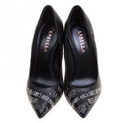 Pre Owned Le Silla Black Crystal Embellished Leather Pointed Toe Pumps Size 38