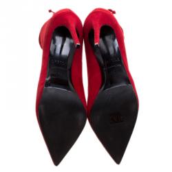 Pre Owned Le Silla Red Suede Lace Up Pointed Toe Ankle Boots Size 40