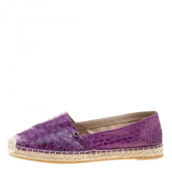 Le Silla Purple Python Leather Flat Espadrille Loafers Size 38