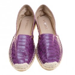 Le Silla Purple Python Leather Flat Espadrille Loafers Size 38