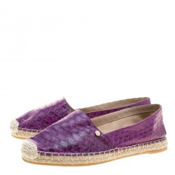 Le Silla Purple Python Leather Flat Espadrille Loafers Size 38