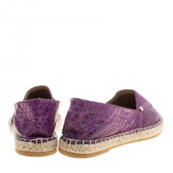 Le Silla Purple Python Leather Flat Espadrille Loafers Size 38