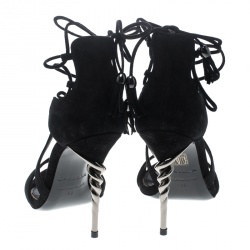Le Silla Black Suede Torchon Tie Up Sandals Size 38
