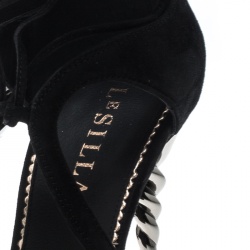 Le Silla Black Suede Torchon Tie Up Sandals Size 38